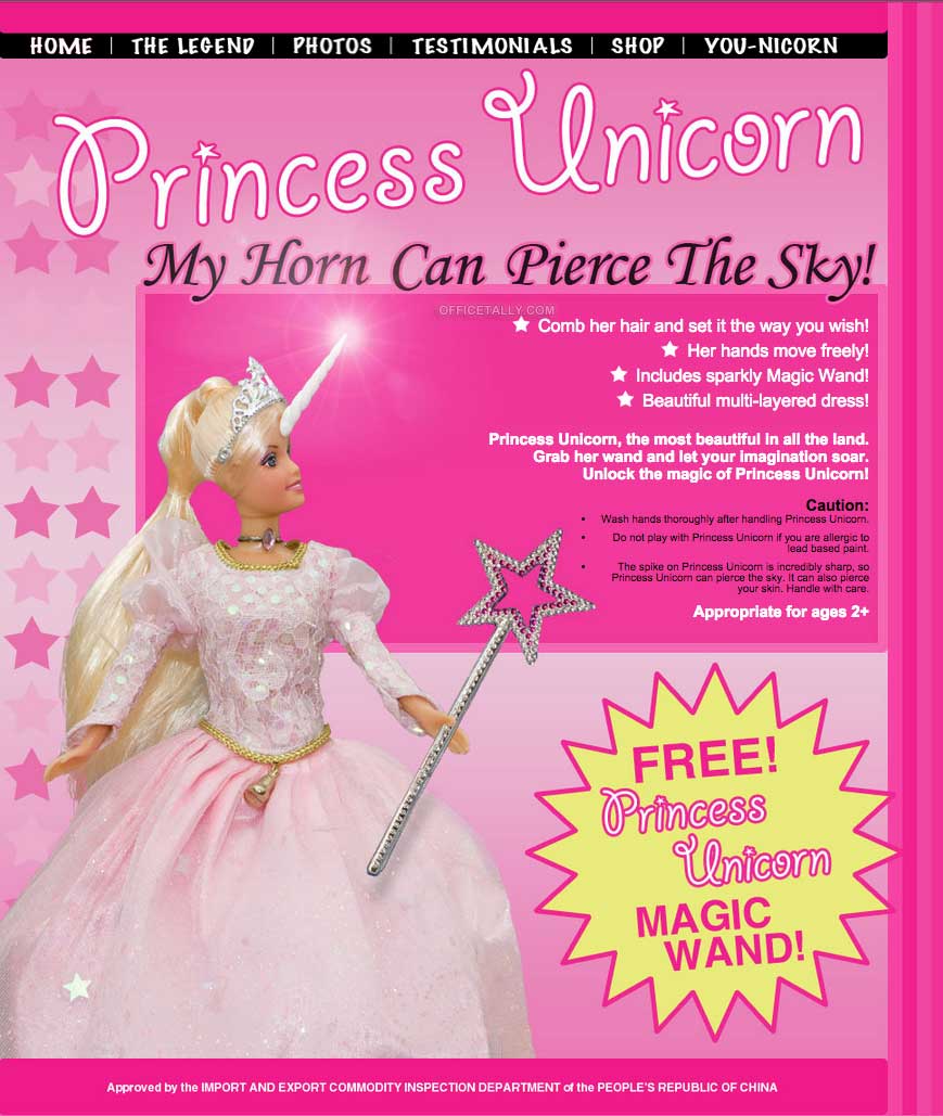 princess unicorn doll the office for sale