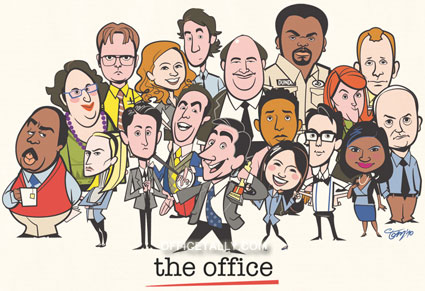 The Office cast cartoon drawing