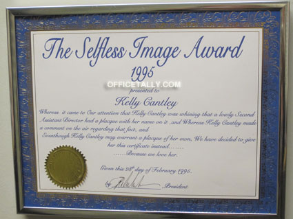 The Office set: Kelly Cantley certificate