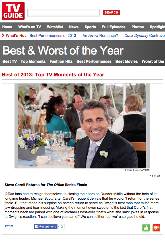 TV Guide Best of 2013 The Office